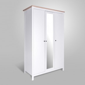 2.08.01.040.14 САГА шкаф 3 двери с зеркалом белый/ясень в Урае - uray.ok-mebel.com | фото