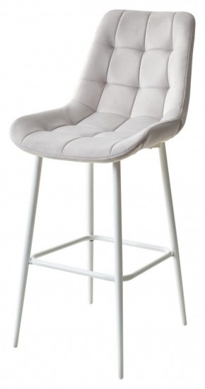 Барный стул ХОФМАН, цвет H-09 Светло-серый, велюр / белый каркас М-City в Урае - uray.ok-mebel.com | фото