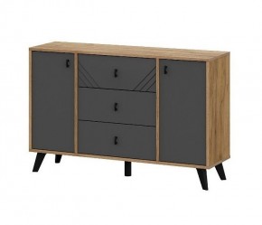 БАЙКАЛ Комод 3 ящика двухстворчатый (Графит/Дуб золотой) в Урае - uray.ok-mebel.com | фото