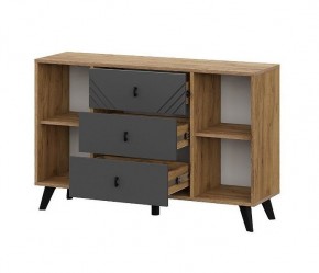 БАЙКАЛ Комод 3 ящика двухстворчатый (Графит/Дуб золотой) в Урае - uray.ok-mebel.com | фото 2