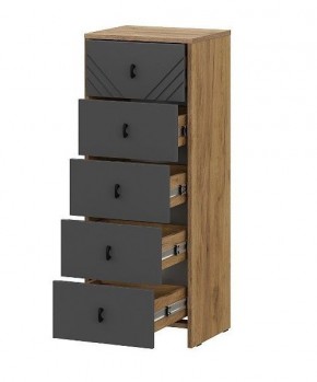 БАЙКАЛ Комод (5 ящиков) Графит/Дуб золотой в Урае - uray.ok-mebel.com | фото 2