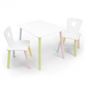 Детский комплект стол и два стула «Корона» Rolti Baby (белый/цветной, массив березы/мдф) в Урае - uray.ok-mebel.com | фото