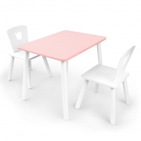 Детский комплект стол и два стула «Корона» Rolti Baby (розовый/белый, массив березы/мдф) в Урае - uray.ok-mebel.com | фото