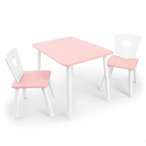 Детский комплект стол и два стула «Корона» Rolti Baby (розовый/розовый, массив березы/мдф) в Урае - uray.ok-mebel.com | фото