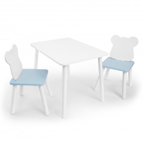 Детский комплект стол и два стула «Мишка» Rolti Baby (белый/голубой, массив березы/мдф) в Урае - uray.ok-mebel.com | фото