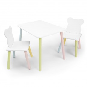 Детский комплект стол и два стула «Мишка» Rolti Baby (белый/цветной, массив березы/мдф) в Урае - uray.ok-mebel.com | фото