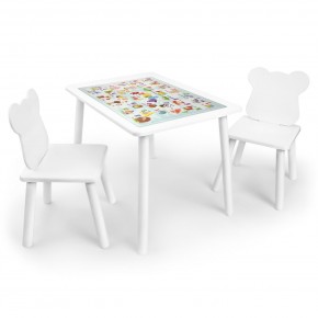 Детский комплект стол и два стула Мишка Rolti Baby с накладкой Алфавит (белая столешница/белое сиденье/белые ножки) в Урае - uray.ok-mebel.com | фото 1