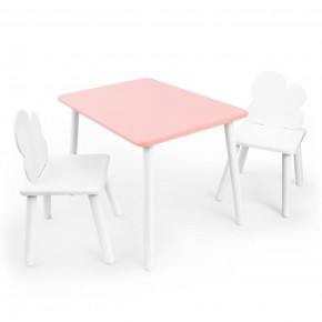 Детский комплект стол и два стула «Облачко» Rolti Baby (розовый/белый, массив березы/мдф) в Урае - uray.ok-mebel.com | фото