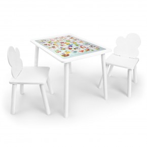 Детский комплект стол и два стула Облачко Rolti Baby с накладкой Алфавит (белая столешница/белое сиденье/белые ножки) в Урае - uray.ok-mebel.com | фото