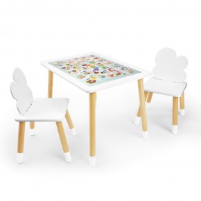 Детский комплект стол и два стула Облачко Rolti Baby с накладкой Алфавит (белая столешница/белое сиденье/береза ножки) в Урае - uray.ok-mebel.com | фото