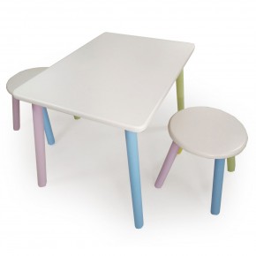 Детский комплект стол и два табурета круглых  (Белый, Белый, Цветной) в Урае - uray.ok-mebel.com | фото 2