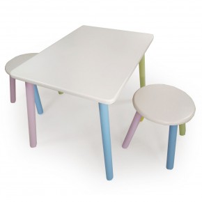 Детский комплект стол и два табурета круглых с накладкой Алфавит (Белый, Белый, Цветной) в Урае - uray.ok-mebel.com | фото 3