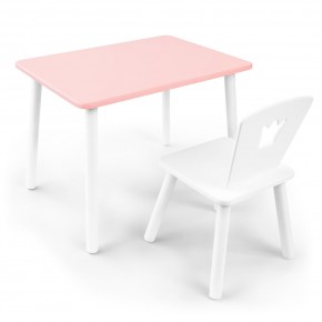 Детский комплект стол и стул «Корона» Rolti Baby (розовый/белый, массив березы/мдф) в Урае - uray.ok-mebel.com | фото