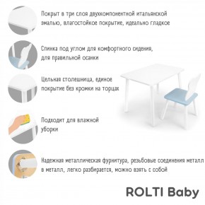 Детский комплект стол и стул «Мишка» Rolti Baby  (голубая столешница/голубое сиденье/белые ножки) в Урае - uray.ok-mebel.com | фото 4