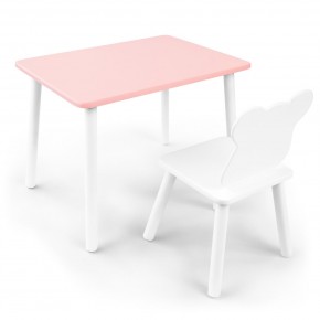 Детский комплект стол и стул «Мишка» Rolti Baby (розовый/белый, массив березы/мдф) в Урае - uray.ok-mebel.com | фото