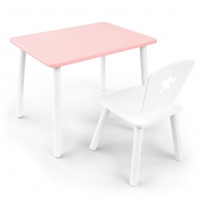 Детский комплект стол и стул «Звезда» Rolti Baby (розовый/белый, массив березы/мдф) в Урае - uray.ok-mebel.com | фото