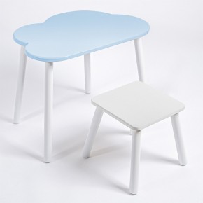 Детский комплект стол ОБЛАЧКО  и табурет Rolti Baby (голубая столешница/белое сиденье/белые ножки) в Урае - uray.ok-mebel.com | фото