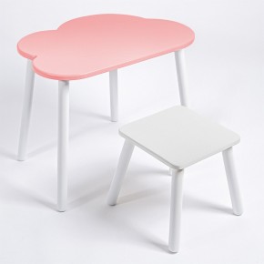Детский комплект стол ОБЛАЧКО  и табурет Rolti Baby (розовая столешница/белое сиденье/белые ножки) в Урае - uray.ok-mebel.com | фото 1
