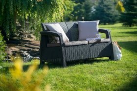 Диван пластиковый Корфу (Corfu love seat) графит в Урае - uray.ok-mebel.com | фото 2