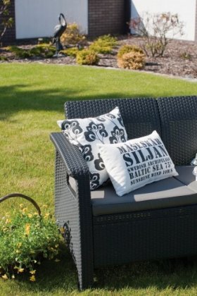 Диван пластиковый Корфу (Corfu love seat) графит в Урае - uray.ok-mebel.com | фото 3