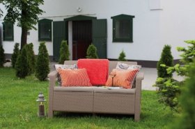 Диван пластиковый Корфу (Corfu love seat) капучино - песок в Урае - uray.ok-mebel.com | фото 3