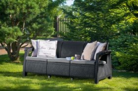 Диван пластиковый Корфу Макс (Corfu love seat max) графит в Урае - uray.ok-mebel.com | фото 2