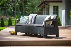 Диван пластиковый Корфу Макс (Corfu love seat max) графит в Урае - uray.ok-mebel.com | фото 3