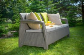 Диван пластиковый Корфу Макс (Corfu love seat max) капучино - песок в Урае - uray.ok-mebel.com | фото 3