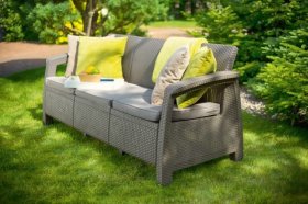 Диван пластиковый Корфу Макс (Corfu love seat max) капучино - песок в Урае - uray.ok-mebel.com | фото 4