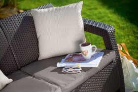 Диван пластиковый Корфу Макс (Corfu love seat max) коричневый в Урае - uray.ok-mebel.com | фото 3