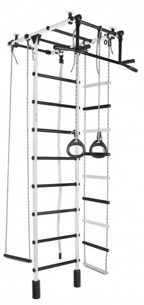 ДСК Атлант цв.белый-черный: турник, кольца, канат, трапеция, веревочная лестница в Урае - uray.ok-mebel.com | фото