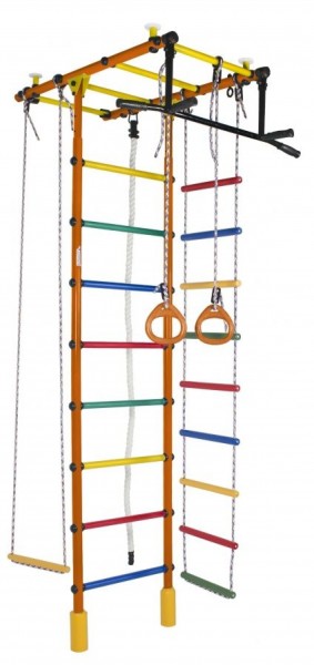 ДСК Атлант оранжевый радуга: турник, кольца, канат, трапеция, веревочная лестница в Урае - uray.ok-mebel.com | фото