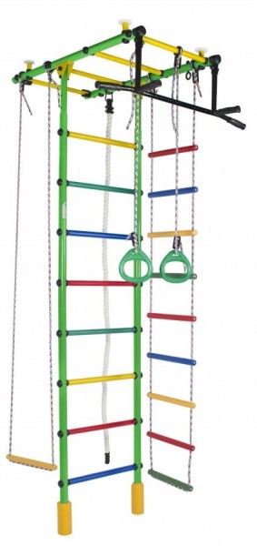 ДСК Атлант цв.салатовый радуга: турник, кольца, канат, трапеция, веревочная лестница в Урае - uray.ok-mebel.com | фото