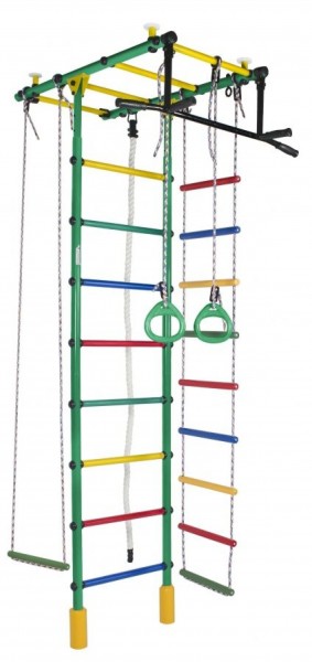 ДСК Атлант цв.зеленый радуга: турник, кольца, канат, трапеция, веревочная лестница в Урае - uray.ok-mebel.com | фото