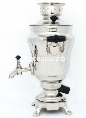 Электрический самовар из латуни никелированный на 1,5 литра форма "Тюльпан" с защитой от выкипания в Урае - uray.ok-mebel.com | фото 1