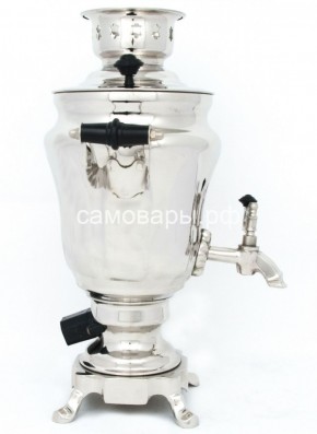 Электрический самовар из латуни никелированный на 1,5 литра форма "Тюльпан" с защитой от выкипания в Урае - uray.ok-mebel.com | фото 3