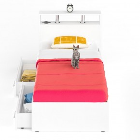 Камелия Кровать с ящиками 0900, цвет белый, ШхГхВ 93,5х217х78,2 см., сп.м. 900х2000 мм., без матраса, основание есть в Урае - uray.ok-mebel.com | фото 4