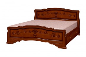 КАРИНА-6 Кровать из массива  (Орех) с 2-мя ящиками в Урае - uray.ok-mebel.com | фото 2