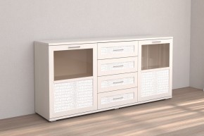 Кэт-4 Комодино (МДФ Бодега белая/Экокожа Caiman белый) в Урае - uray.ok-mebel.com | фото