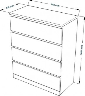 Комод Варма 4 с четырьмя выдвижными ящиками, цвет белый в Урае - uray.ok-mebel.com | фото 3
