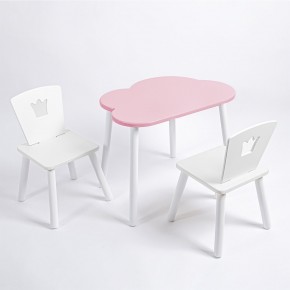 Комплект детский стол ОБЛАЧКО и два стула КОРОНА ROLTI Baby (розовая столешница/белое сиденье/белые ножки) в Урае - uray.ok-mebel.com | фото