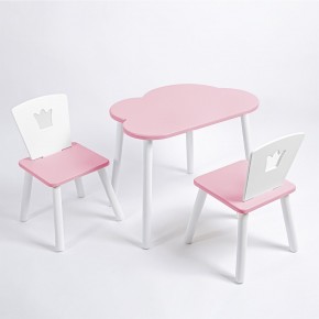 Комплект детский стол ОБЛАЧКО и два стула КОРОНА ROLTI Baby (розовая столешница/розовое сиденье/белые ножки) в Урае - uray.ok-mebel.com | фото