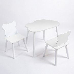 Комплект детский стол ОБЛАЧКО и два стула МИШКА ROLTI Baby (белая столешница/белое сиденье/белые ножки) в Урае - uray.ok-mebel.com | фото