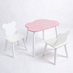 Комплект детский стол ОБЛАЧКО и два стула МИШКА ROLTI Baby (розовый столешница/белое сиденье/белые ножки) в Урае - uray.ok-mebel.com | фото