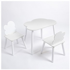 Комплект детский стол ОБЛАЧКО и два стула ОБЛАЧКО ROLTI Baby (белая столешница/белое сиденье/белые ножки) в Урае - uray.ok-mebel.com | фото