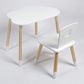 Комплект детский стол ОБЛАЧКО и стул КОРОНА ROLTI Baby (белая столешница/белое сиденье/береза ножки) в Урае - uray.ok-mebel.com | фото