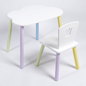 Комплект детский стол ОБЛАЧКО и стул КОРОНА ROLTI Baby (белая столешница/белое сиденье/цветные ножки) в Урае - uray.ok-mebel.com | фото