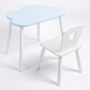Комплект детский стол ОБЛАЧКО и стул КОРОНА ROLTI Baby (голубая  столешница/белое сиденье/белые ножки) в Урае - uray.ok-mebel.com | фото
