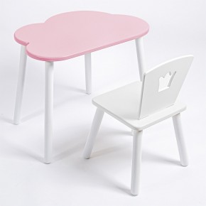 Комплект детский стол ОБЛАЧКО и стул КОРОНА ROLTI Baby (розовая столешница/белое сиденье/белые ножки) в Урае - uray.ok-mebel.com | фото