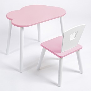 Комплект детский стол ОБЛАЧКО и стул КОРОНА ROLTI Baby (розовая столешница/розовое сиденье/белые ножки) в Урае - uray.ok-mebel.com | фото